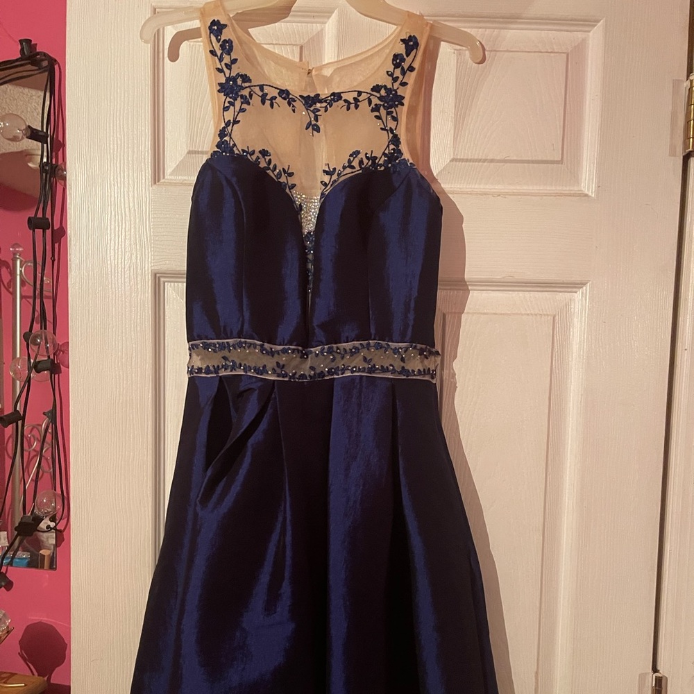 Short Navy Blue Prom Dress
